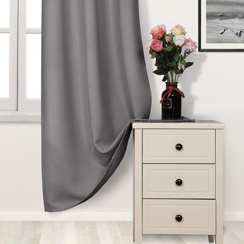 DWCN Room Darkening Blackout Curtains Thermal Insulated Curtain for Bedroom Grommet Window Curtain Panel 42 x 63 Inch, Set of 2 Panels,Thick Grey Curtains
