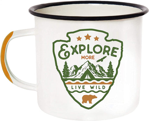 Enamel Camping Mug Travel Cup - Morning Coffee Mug, 16oz (455ml) Larger Than The Competition - Eco Friendly, Tin Cup Campfire Mug For Outdoors, Zero Plastic Wanderlust Travel Cup For The Happy Camper!