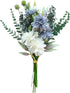 Jinborlend Artificial Flowers Bouquet for Decoration, Silk Dahlia Blue and White Wedding Bridal Table Centerpieces Floral Arrangements Vase Home Kitchen Living Room Decor