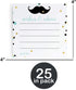 Mustache Advice and Wishes Cards Pack of 25 Use for Boys Baby Shower Activity Gender Reveal Kids Birthday Little Man Event Supply Mint Black Gold (4x4 Size) Paper Clever Party