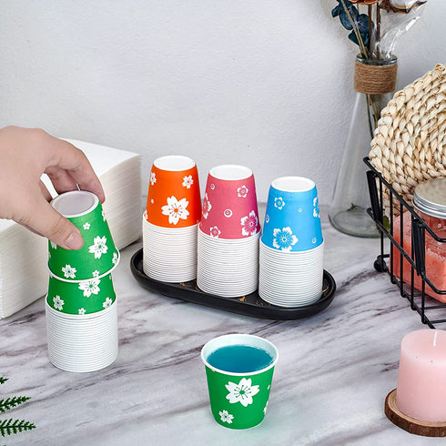 400 Pack 3oz Disposable Bathroom Cups, Colorful Disposable Mouthwash Cups, Small Disposable Cups, Mini Paper Cups for Parties, Picnics, Barbecues, Travel and Events.