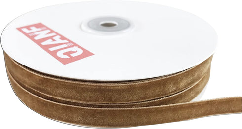 QIANF Vintage Khaki Velvet Ribbon, 3/8 Inch X 25Yd