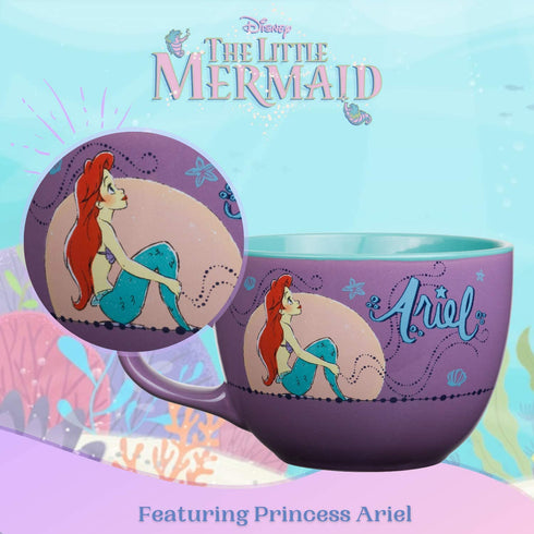 Silver Buffalo Disney Little Mermaid Ariel Moonlight Ceramic Soup Mug, 24 Ounces