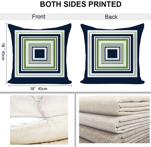 EZVING Navy Pear Green New Living Series Geometric Cotton Linen Indoor Outdoor Pillow Case Cushion Cover 18x18 Inch Set of 4 for Car Sofa Home Decor