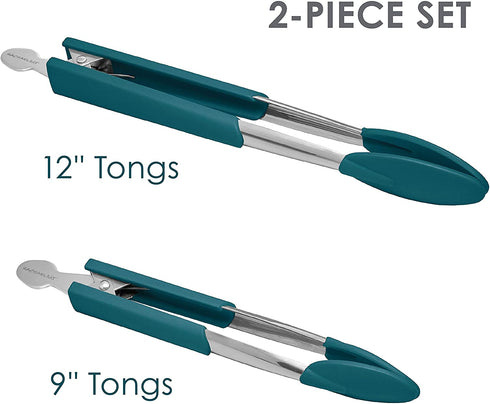 Rachael Ray Lil' Huggers Dishwasher Safe Lazy Locking Cooking Tongs / Salad Serving Tools / Multi Purpose - 2 Piece, Red
