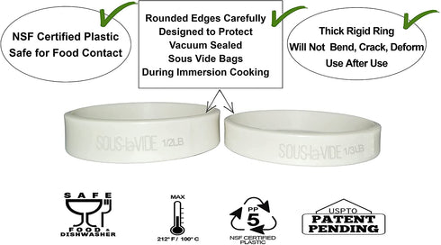 Sous Vide Perfect Hamburger / Burger Immersion Cooking Rings, SET of 6 (1/2 LB. Rings)