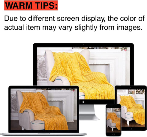 GREEN ORANGE Throw Blanket for Couch - 50x60, Lightweight, Mustard Yellow - Soft, Plush, Fluffy, Warm, Cozy - Perfect for Bed, Sofa