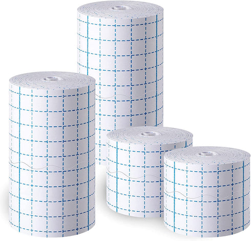 4 Rolls Non-Woven Cover Stretch Tape Breathable Non-Woven Tape Protective Adhesive Bandage Roll Film, 2 Inch x 5.47 Yard, 4 inch x 5.47 Yard
