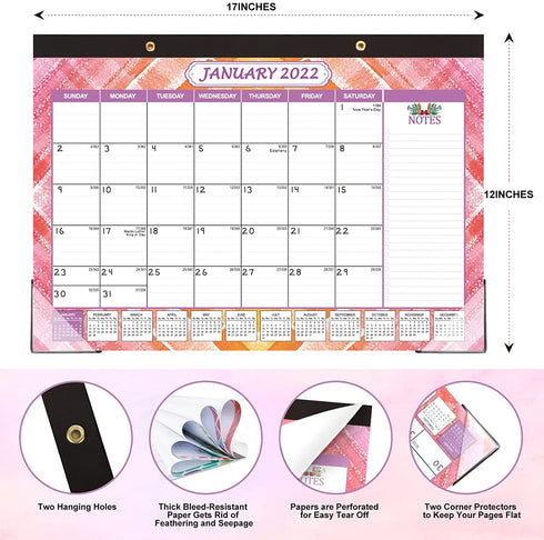 LABUK 2022 Desk Calendar, 12 Months Wall Calendar Planner 17" x 12" Desktop Pad from January 2022 to December 2022, Daily Schedule Organizer for School Office Home Planning
