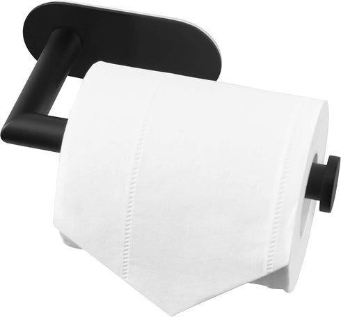 HITSLAM Matte Black Toilet Paper Holder Adhesive, Stainless Steel Self Adhesive Toilet Paper Roll Holder for Bathroom