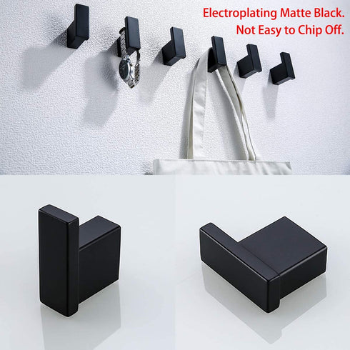 RANDOM Black Towel Hooks,Bathroom Hardware Accessories Hook SUS 304 Stainless Steel Matte Black Robe Hook for Bathroom Kitchen ,Contemporary Style Wall Mounted 2 Pack.