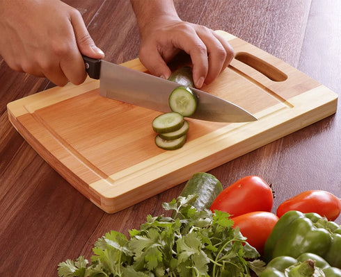 Utopia Kitchen 3 Piece Bamboo Cutting Boards with Juice Grooves - BPA Free - Eco-friendly - Natural Organic Bamboo Chopping Boards for Vegetables, Meat and Cheese