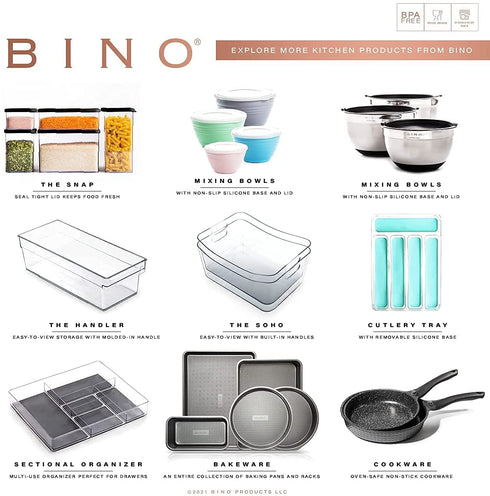 BINO | Plastic Storage Bins, Small - 4 Pack | The SOHO Collection | Multi-Use Organizer Bins | Built-in Handle | BPA-Free | Pantry Organization | Home Organization | Fridge Organizer | Freezer Org