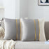 WACOMECO Velvet Throw Pillow Covers - Soft Decorative Cushion Covers Cases with Gold Leather for Sofa Bedroom Livingroom Car, 18 x 18 in, Grey and White