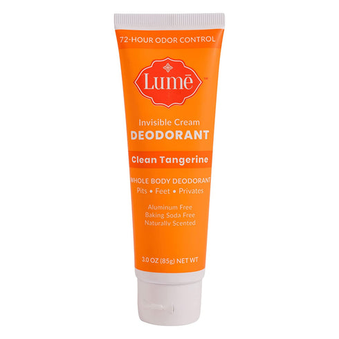 Lume Deodorant Cream Tube - Underarms and Private Parts - Aluminum Free, Baking Soda Free, Hypoallergenic, and Safe For Sensitive Skin - 3oz Tube (Clean Tangerine)