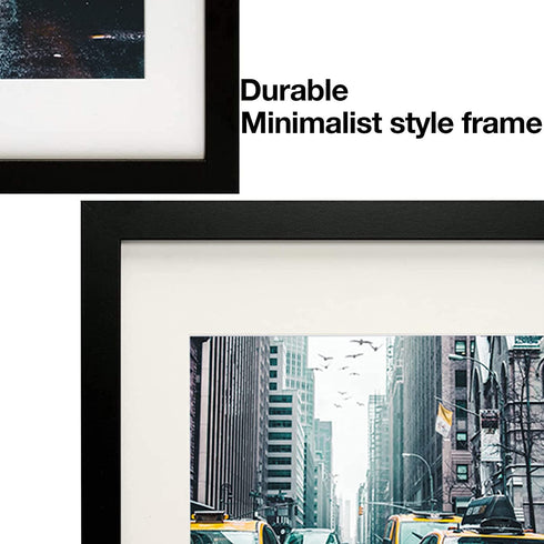 Picture Frame 10x12 Black Picture Frames Set of 2, Display Pictures 7x9 with Mat or 10x12 Without Mat, Solid Wood Photo Frames for Wall or Tabletop Display,Black