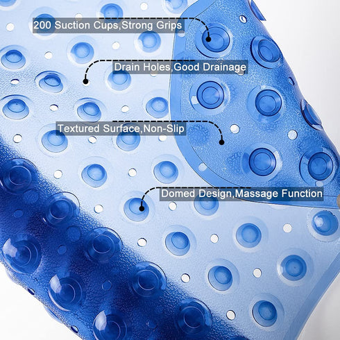 COMUSTER Bathtub and Shower Mats, Extra Long Non-Slip Bath Mat (39" x 16"), Machine Washable Bath Tub Mat for Bathroom