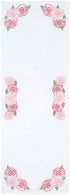 Jack Dempsey Needle Art Rose Garden Table Runner, white