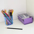 Acrimet Index Business Card Size File Holder Organizer Metal Base Heavy Duty (AZ Index Cards and Divider Included) (Purple Color with Clear Crystal Plastic Lid Cover)