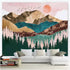 QWQHI Wall Tapestry, Nature Tapestry Mountain Sunset Forest Tapestry Wall Hanging for Living Room Bedroom