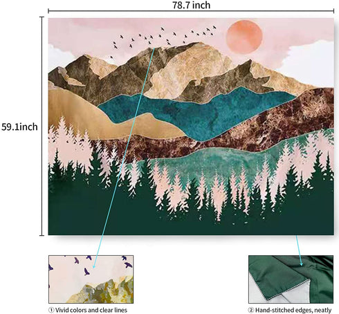 QWQHI Wall Tapestry, Nature Tapestry Mountain Sunset Forest Tapestry Wall Hanging for Living Room Bedroom
