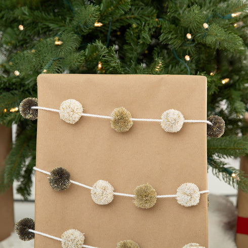 Zoe Frances Designs Pom Pom Garland Christmas | Neutral Christmas Decorations | Christmas Pom Pom Garland for Christmas Tree | Felt Ball Garland Christmas