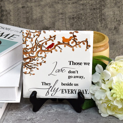 Memorial Gifts for Loss of Mother Loss of Husband Sympathy Gift in Memory of Mom Father Memorial Tile with Black Wood Stand - Condolence/Remembrance/Bereavement/Grief Gifts