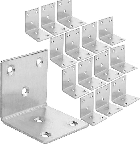 22 PCS Sliver Corner Brace, Stainless Steel 50MM X 50MM X 50MM Heavy Duty L Bracket for Furniture, Corner Steel Joint Right Angle Shelf Support Corner for Shelves, Furniture and Cabinet, Round End
