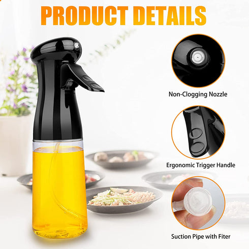 EEEkit 2 PACK Olive Oil Sprayer for Cooking, 210ml Olive Oil Dispenser Bottle Spray Mister- Refillable Food Grade Oil Vinegar Spritzer Sprayer Bottles for Air Fryer, Salad, Baking, Grilling, BBQ