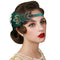 SWEETV 1920s Flapper Feather Headband, 20s Sequined Showgirl Headpiece, Gatsby Hair Accessories for Women (Dark Green)