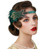 SWEETV 1920s Flapper Feather Headband, 20s Sequined Showgirl Headpiece, Gatsby Hair Accessories for Women (Dark Green)