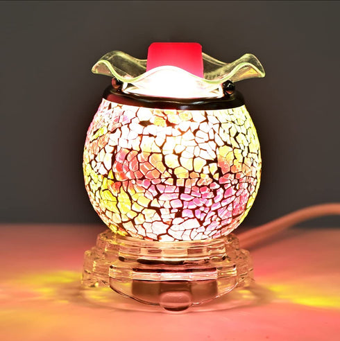 ASAWASA Handcrafted Mosaic Candle Wax Warmer, Exquisite Scented Burner and Fragrance Melter, Also a Cozy Night Light for Home Kitchen Décor Aromatherapy Spa Yoga Gifts (Roland Purple)