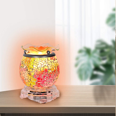 ASAWASA Handcrafted Mosaic Candle Wax Warmer, Exquisite Scented Burner and Fragrance Melter, Also a Cozy Night Light for Home Kitchen Décor Aromatherapy Spa Yoga Gifts (Roland Purple)