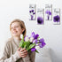 4 Pieces Flower Pictures Wall Decor Living Room Hanging Pictures Wooden Art Wall Decor Wall Art Pictures Thankful Grateful Blessed Home Decoration (Purple)