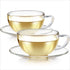Teabloom Kyoto Teacup and Saucer Set 2-Pack Standard Teacup Size 6 OZ/ 180 ML Capacity Crystal Clear Design Healthful Premium Borosilicate Glass Heat Resistant, Microwave Safe
