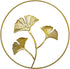 Tinsow 9.5 Inch Iron Wall Sculptures,Gold Metal Ginkgo, Maple, Monstera Leaf Wall Decor Round Wall Ornaments,Easy Installation Great for Bedroom Hanging Parts Hotel Wall Decoration (Gold, 4)