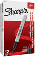 Sharpie Permanent Markers, Fine Point, Black, 12 Count