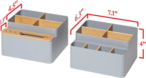 Seville Classics Eco-Conscious Organizer Box Set Art Crafts Holder Junk Drawer Utensils, Flatware, Silverware, Cutlery, Pens, Desk Caddy, Bamboo/Gray, 2