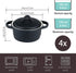 Ramekin with Lid, vancasso 6 Oz Creme Brulee Ramekins Bowls, Porcelain Soufflé Dishes Set of 4 Oven Safe for Baking, Small Ceramic Casserole Dish with Cover and Handle for Cake, Dessert, Black