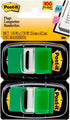 Post-it Flags, 50/Dispenser, 2 Dispensers/Pack, 1 in Wide, Green (680-GN2)