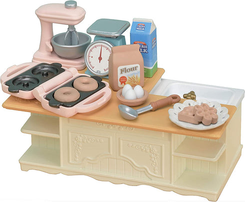 Calico Critters Kitchen Island, Toy Dollhouse Furniture and Accessories Set