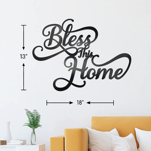 Vivegate Bless This Home Wall Decor Black Metal Art 18X13 Bless This Home Metal Wall Stencil Decor Entryway Living Room Decoration Signs