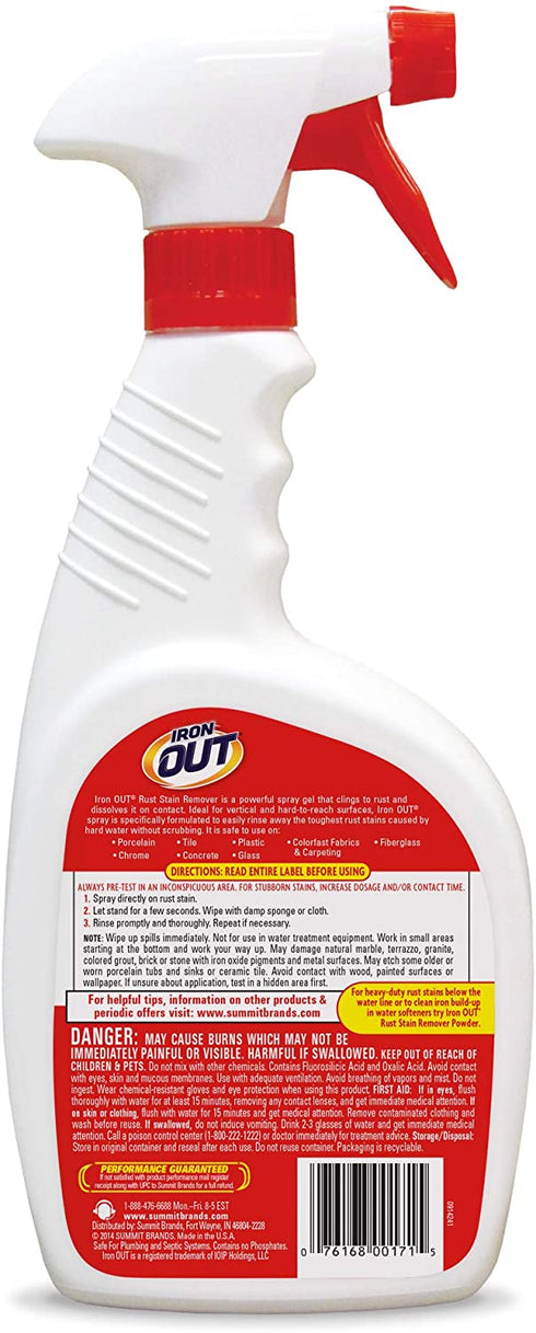 Iron OUT Rust Stain Remover Powder & Spray Gel Rust Stain Remover, Remove and Prevent Rust Stains in Bathrooms, Kitchens, Appliances, Laundry, and Outdoors