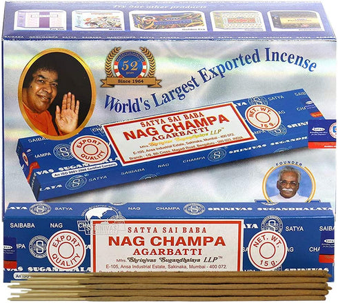 Nag Champa Incense Sticks 15g x 12 And Incense Stick Holder Bundle Insence Insense Satya Incense