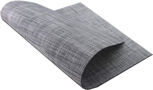 Panda Palm Durable Placemats Set of 6 Vinyl Heat-Resistant Table Mats Washable Plastic Placemats for Dining Table (Grey)