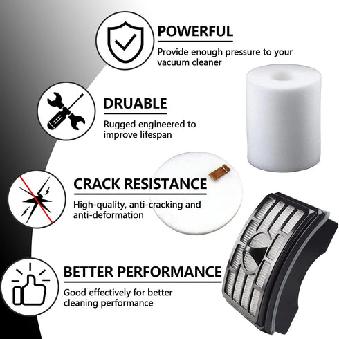 Replacement Filters for Shark Rotator Pro Lift-Away NV500, NV501, NV502, NV503, NV505, NV510, NV520, NV552, UV560, Compared to Part # XFF500 & XHF500 (2 Post Filters + 4 Foam & Felt Filters)