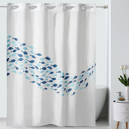Hookless Printed Peva Shower Curtain, 71 X 74, Blue