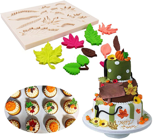 Maple Leaf Fondant Silicone Molds, Chocolate Candy 3D Leaf Silicone Cake Decoration Mold for Wedding, Birthday, Christmas, Halloween, Mother's Day, Cupcake Topper,Polymer Clay Molds