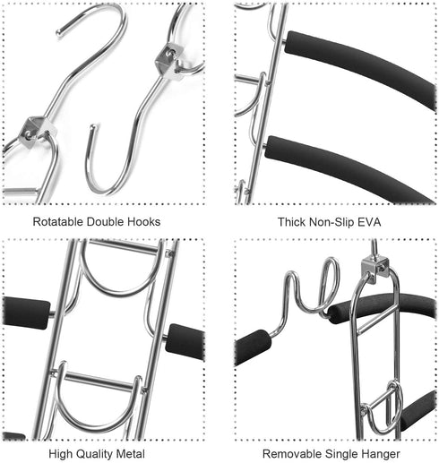 HuaQi Clothing Hangers Anti Slip Padded Hangers Closet Organizer Space Saving Magic Clothes Hangers Heavy Duty for Coat Suits Shirt Sweaters (2, Black)