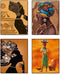 Ethnic Ancient Tribal Retro Style Wall Art Painting Prints Aesthetic African American Themed Black Woman Wall Artworks for Home Decor Girls Bedroom Bathroom Canvas Wall Poster, Set of 4 (8"X10" Unframed )